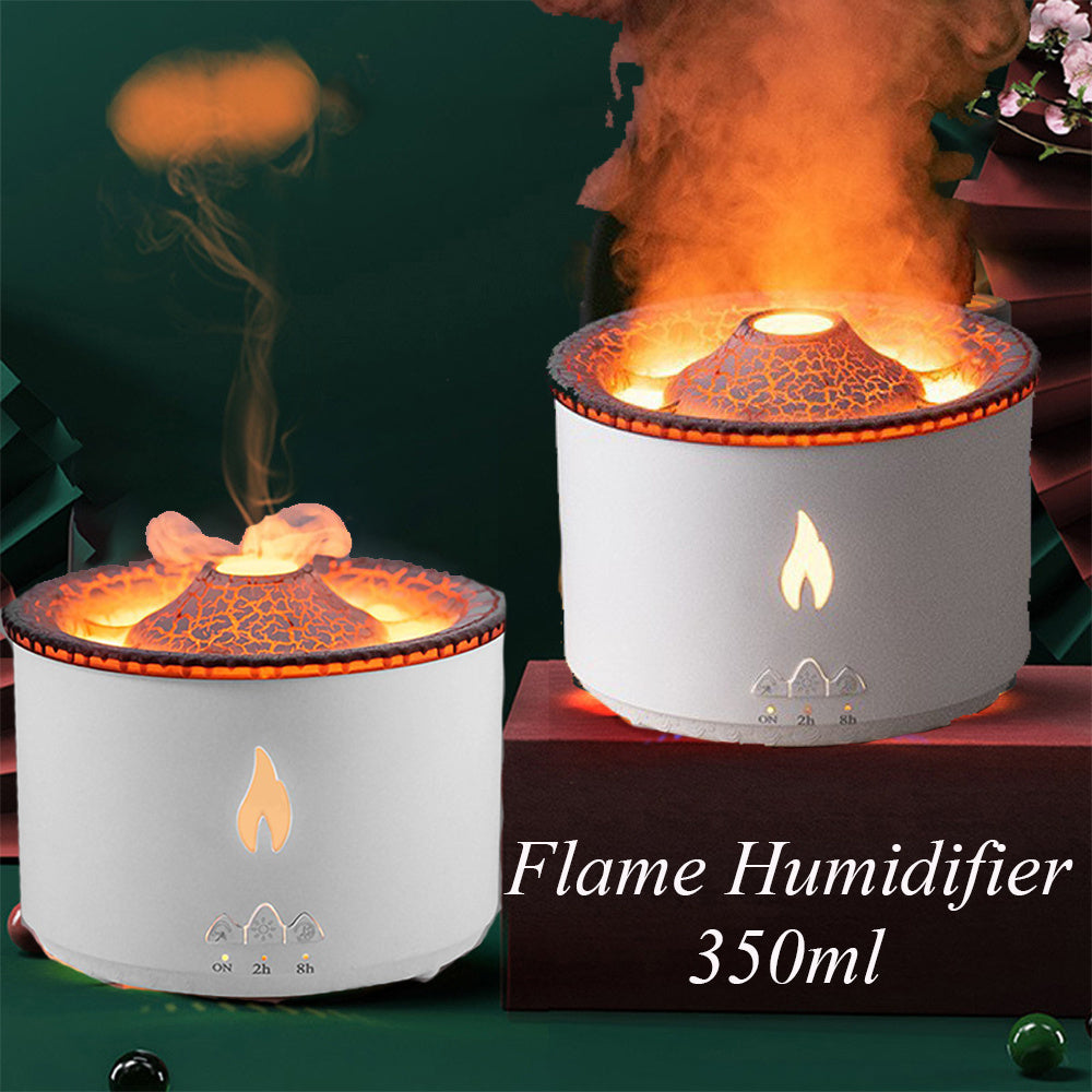 Ultrasonic Volcano Humidifier – Aromatherapy & Flame Effect