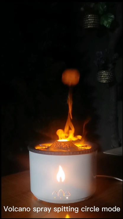 Ultrasonic Volcano Humidifier – Aromatherapy & Flame Effect