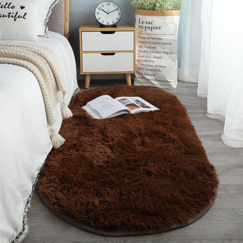 Oval Bedside Silk Wool Bedroom Sofa And Coffee Table Mat