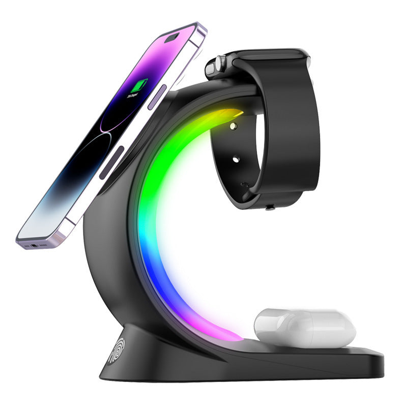 4-in-1 Magnetic Wireless Charger – Fast Charging Dock with Atmosphere Light