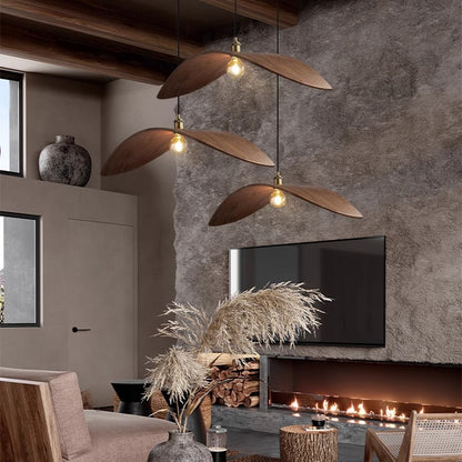 Japanese Zen Creative Living Room Walnut Chandelier