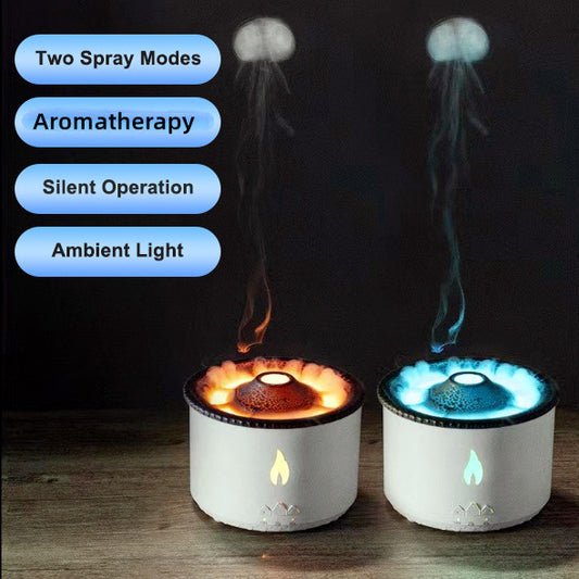 Ultrasonic Volcano Humidifier – Aromatherapy & Flame Effect